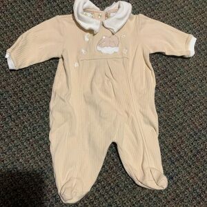Collared Tan One Piece with Sleeping Bear